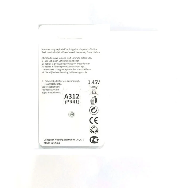 

6 шт. аккумуляторы для слухового аппарата 312A ZA312 312 PR41 S312, аккумулятор для слухового аппарата Zinc Air A312