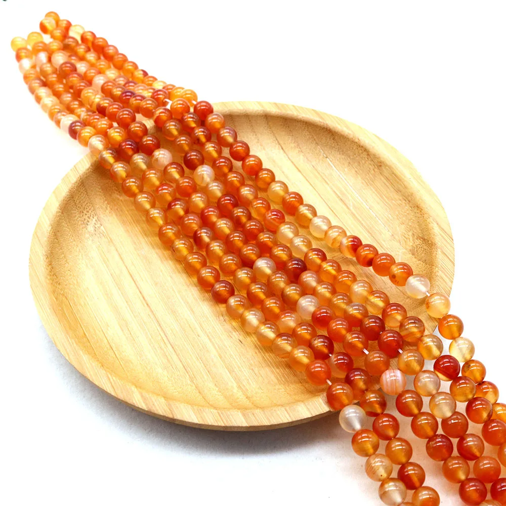

Natural Stone Beads with Straight Holes Polished Red Agate Beads for DIY Fashionable Exquisite Bracelets Necklaces Accessories