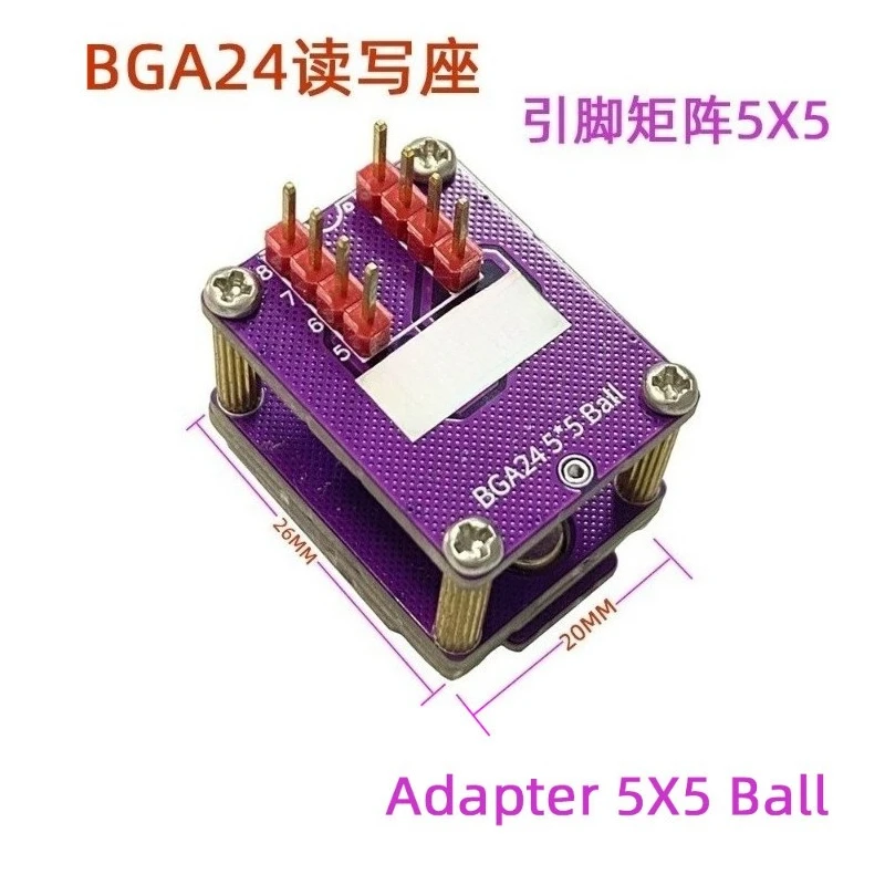 BGA24 read/write socket, chip programming test adapter, 5X5 Ball flip probe IC socket