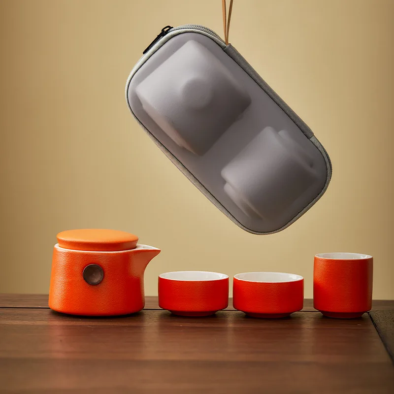 

Portable travel tea set, outdoor ceramic Gongfu teapot