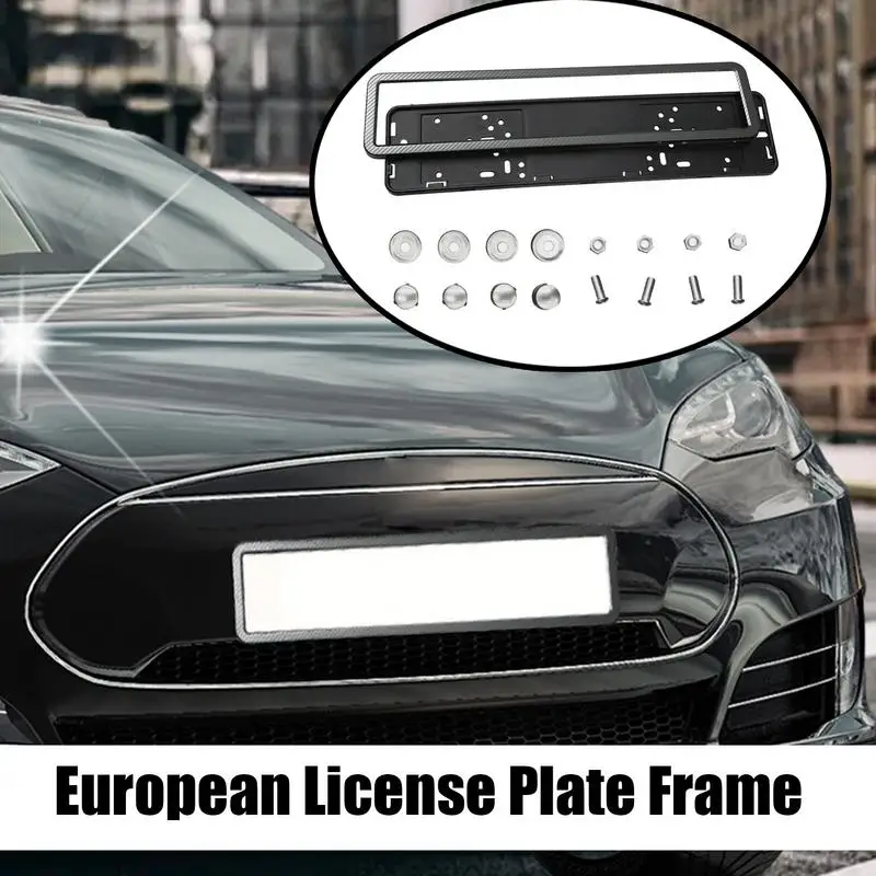 1PCS Car European License Plate Frame Stainless Steel Anti-corrosion Vehicle License Plate Frame Number Plate License Bracket