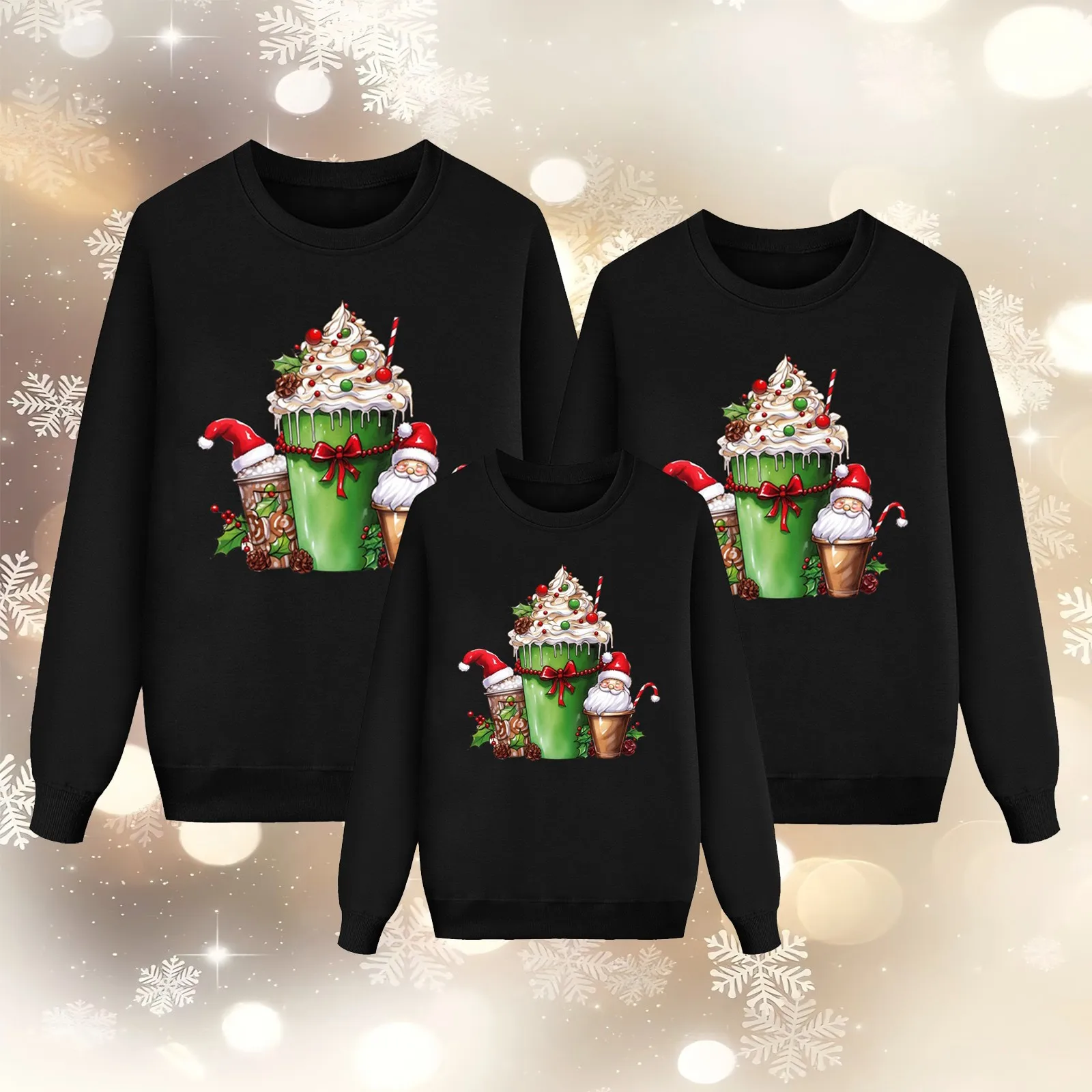 Modello di torta di Natale di Natale Abiti coordinati per la famiglia Pullover casual natalizio a maniche lunghe Girocollo quotidiano Look familiare spesso