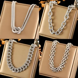 EILIECK 316L Stainless Steel Silver Color Chain Chokers Necklace For Women Fashion New Party Gift Neck Chain Jewelry Collar