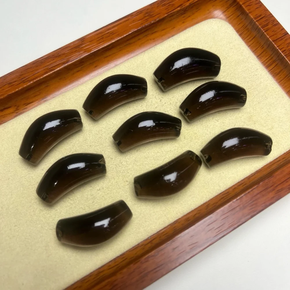 7pcs Natural Black Obsidian Bend 28MM Jewelry Making For Bracelet Crystal Healing Stone Fashion Gift DIY Accessories