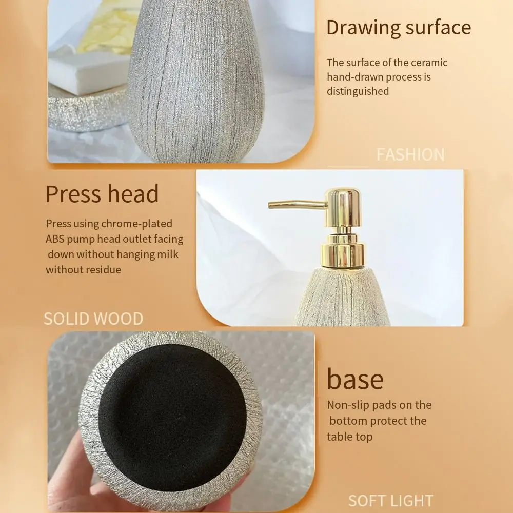 Przenośne butelki ceramiczne z pompką 400 ml, złote luksusowe butelki na płyn do dezynfekcji rąk, butelki na żel pod prysznic, nordyckie butelki na balsam, kosmetyki.