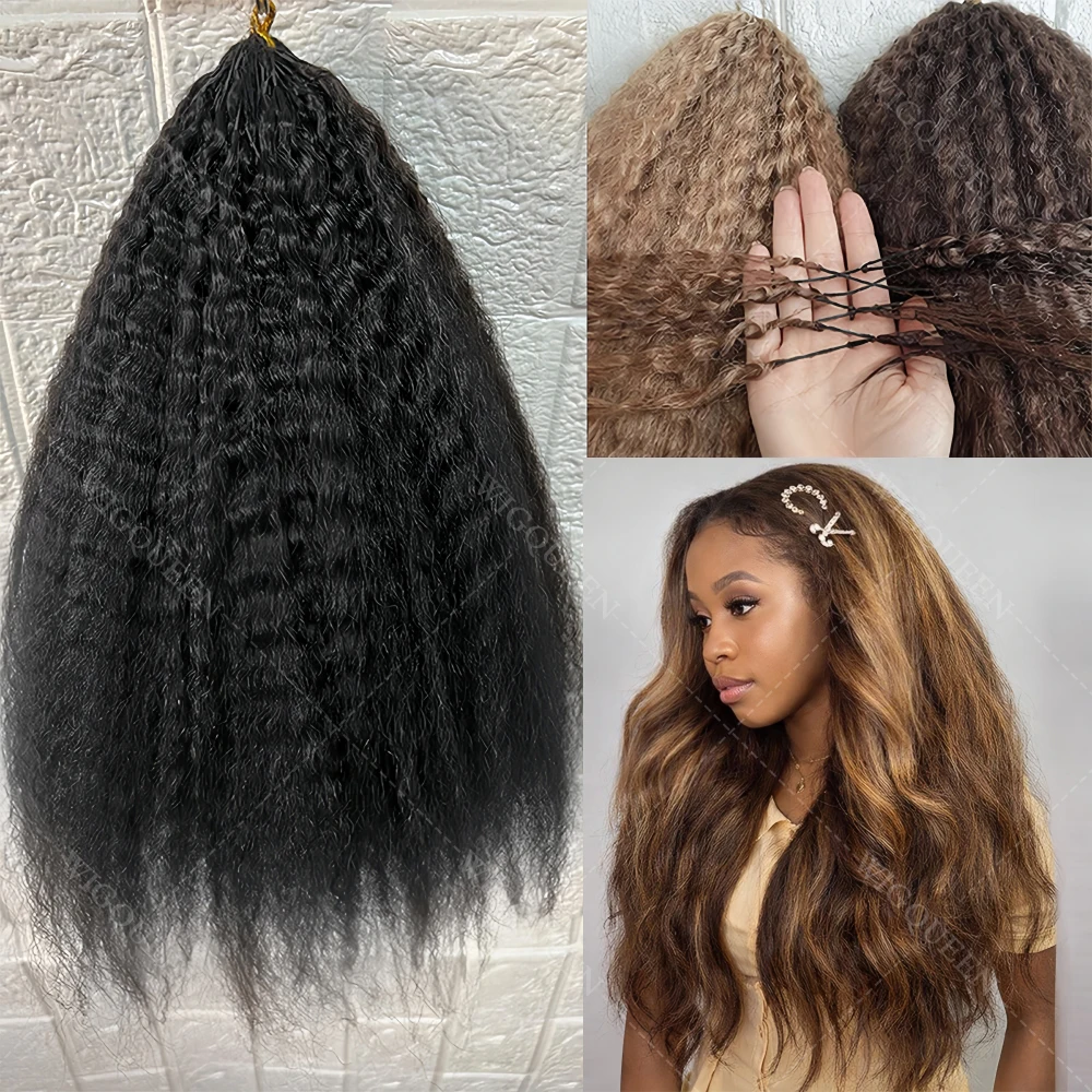 

Пучки волос для наращивания: 100% натуральные человеческие волосы, многоразовые, пышные, кудрявые, с эффектом яки, для плетения косичек, с мелированием под блонд.