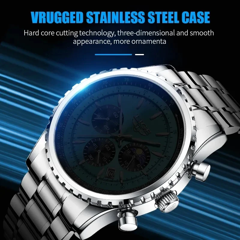 LIGE Top Brand Luxury 2024 New Men Watch Quartz Man Watches Waterproof Luminous Watch for Men Date Chronograph Sport Wristwatch