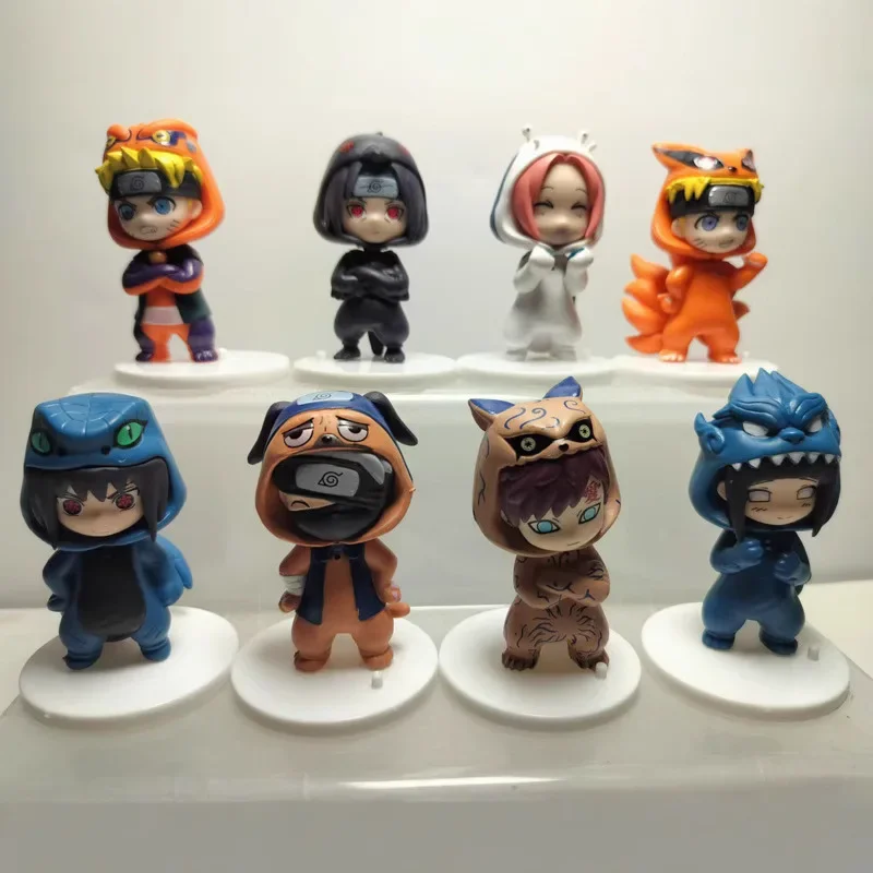 

8Pcs Set anime action figures model 8cm doll costume design pvc collection ornament high quality toy for fans and collectors