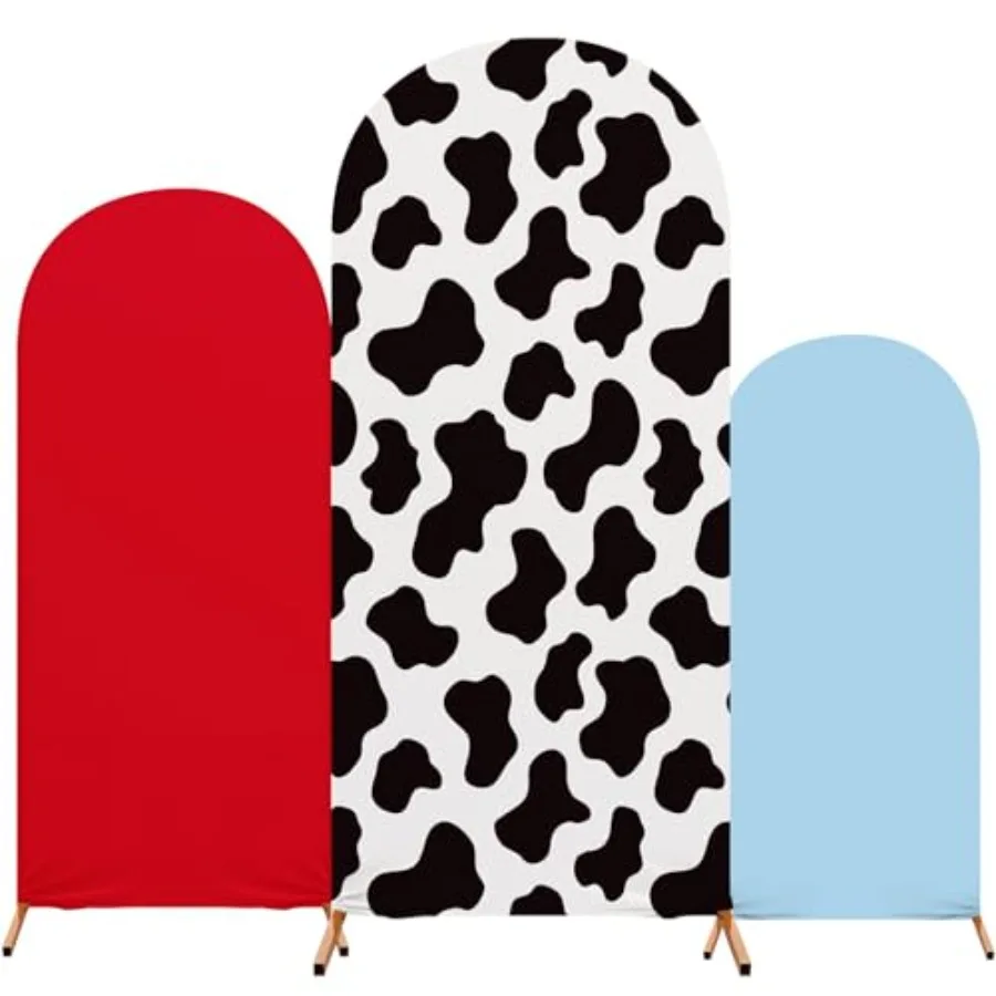 

3 Sets Cow Theme Party Arch Backdrop Cover Cow Birthday Party Decorations Spandex Backdrop Stand Cover 4Feet 5Feet 6Feet for Bi