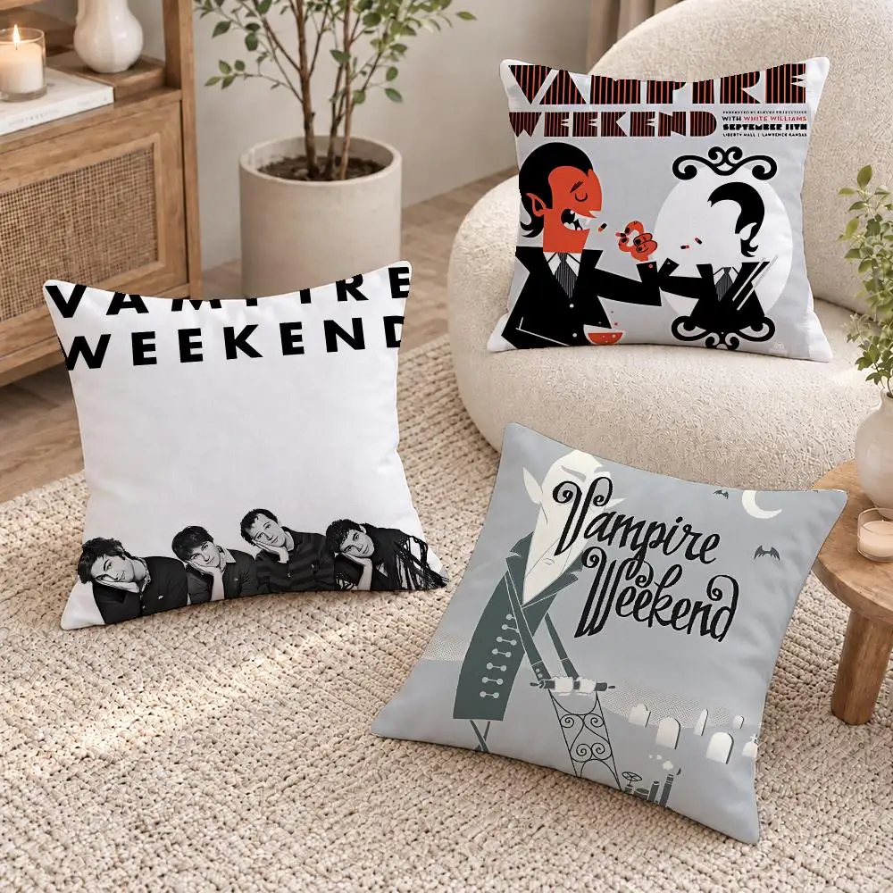 Indie Band Vampire Weekend Cushion Cover Washable Short Plush Pillowcase, Wrinkle Resistant Cushion Cover for Bedroom Decor Gift