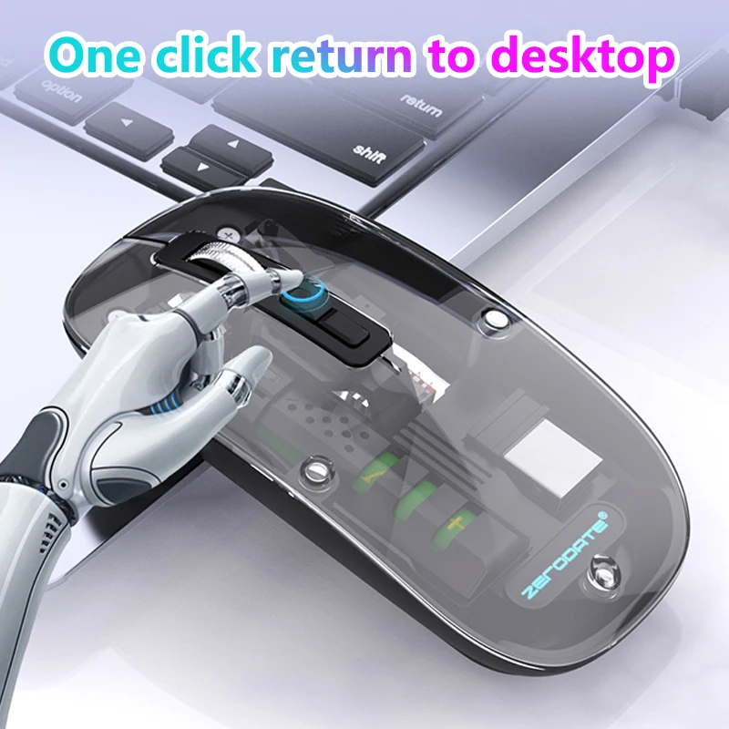 Transparent Wireless Mouse Dual Mode Bluetooth-compatible Rechargeable Mouse Noiseless Cordless Computer Mice For PC Laptop