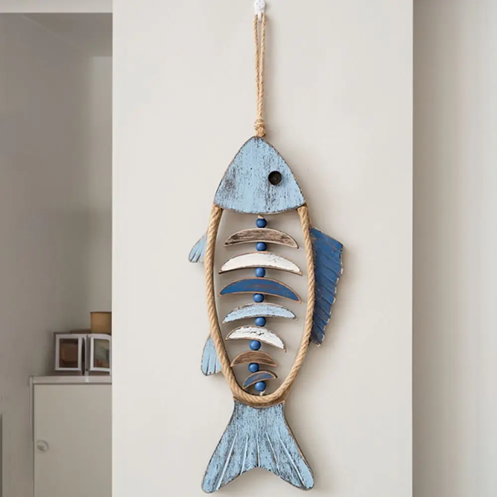 

Handicraft Wood Fish Pendant Cartoon Unique Fish Wall Hanging Ornaments Hangable Fish-shaped Model Home Decor