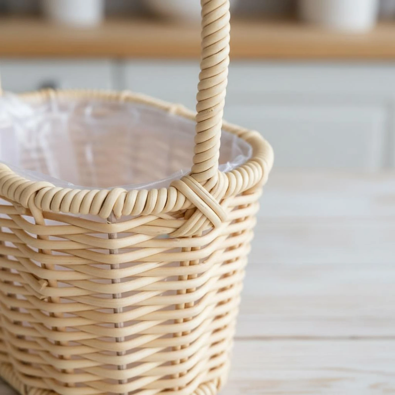 Wicker Fruit Basket Handwoven with Handle Easy to Carry Farmhouse Style Household Storage for Dining Table Centerpiece