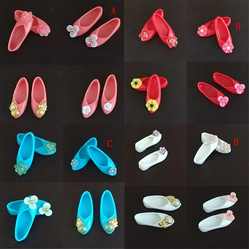 1Pair Ancient Flat Shoes High Quality Cute Mixed Style Colorful Platform Shoes For Barbie Doll Accessories Kids Gifts