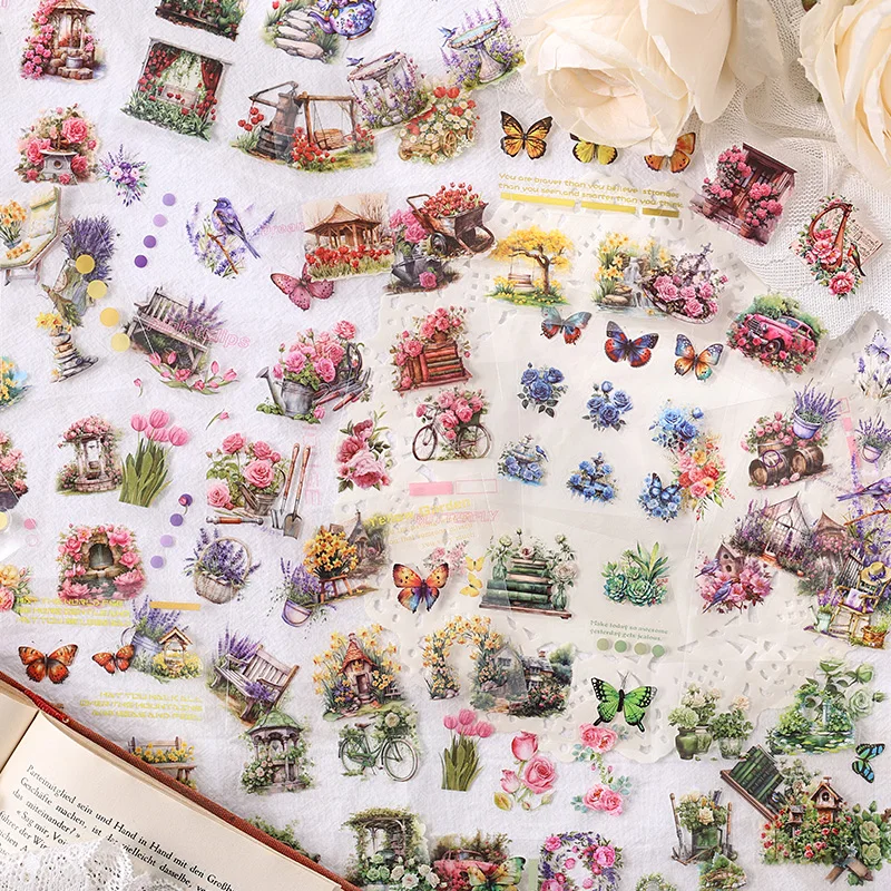 1packs/LOT Flower shadows dance gracefully Series decorative fresh PET stickers