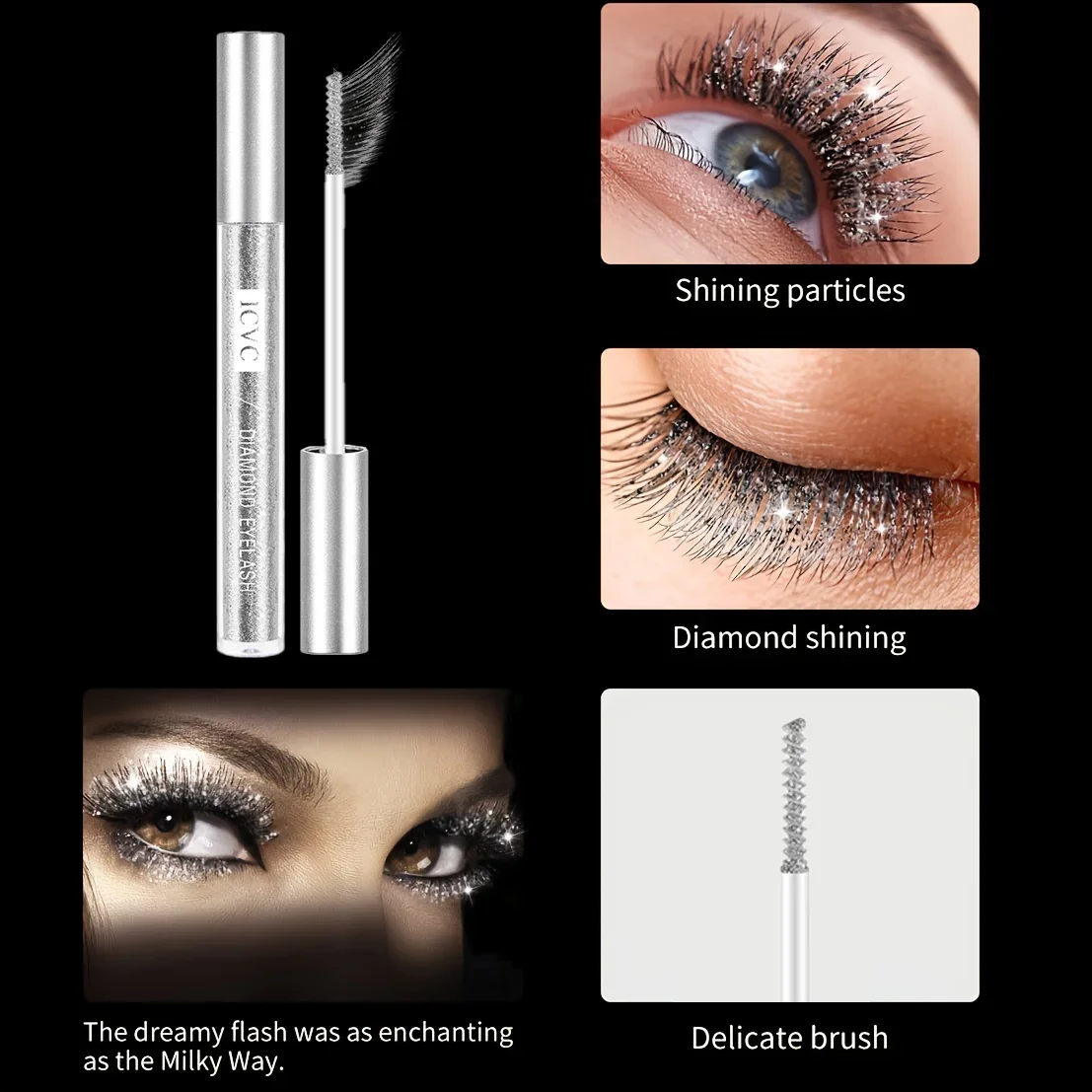 Mascara con diamanti scintillanti e paillettes glitter impermeabili