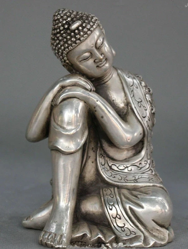 

Tibet Tibetan Buddhism Silver Seat Sleep Shakyamuni Sakyamuni Buddha Statue