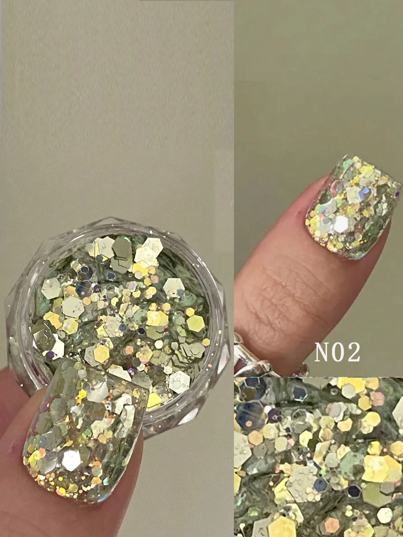 1/6 กล่องผสมเล็บเลื่อม ultra-thin Glitter เลื่อมรอบ Star ตกแต่งเล็บ DIY เครื่องประดับเล็บเล็บอัญมณีเล็บ
