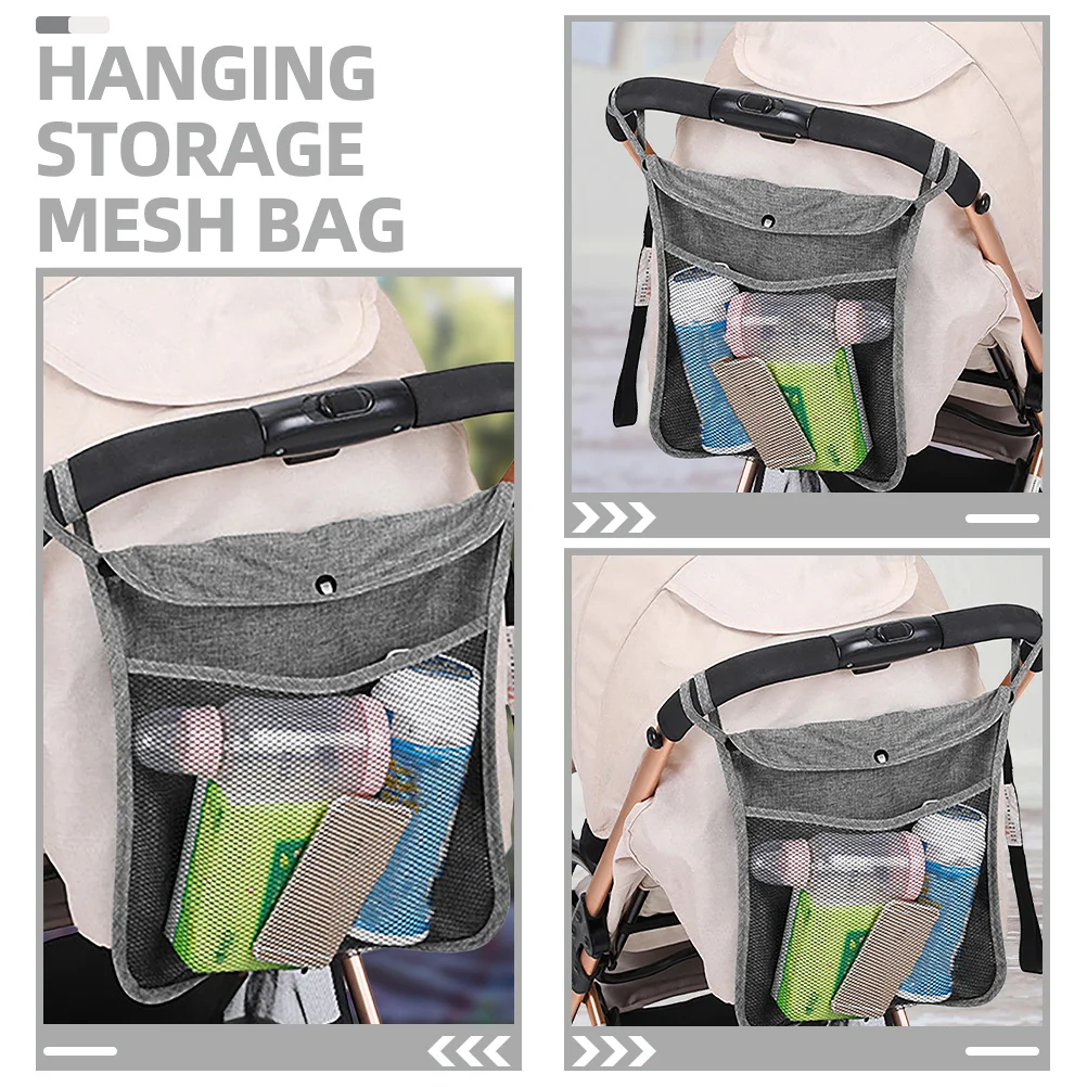 

2 шт., сетчатая подвесная сумка для детской коляски, боковой органайзер для хранения, портативная сумка для хранения коляски, прочная для аксессуаров для подгузников