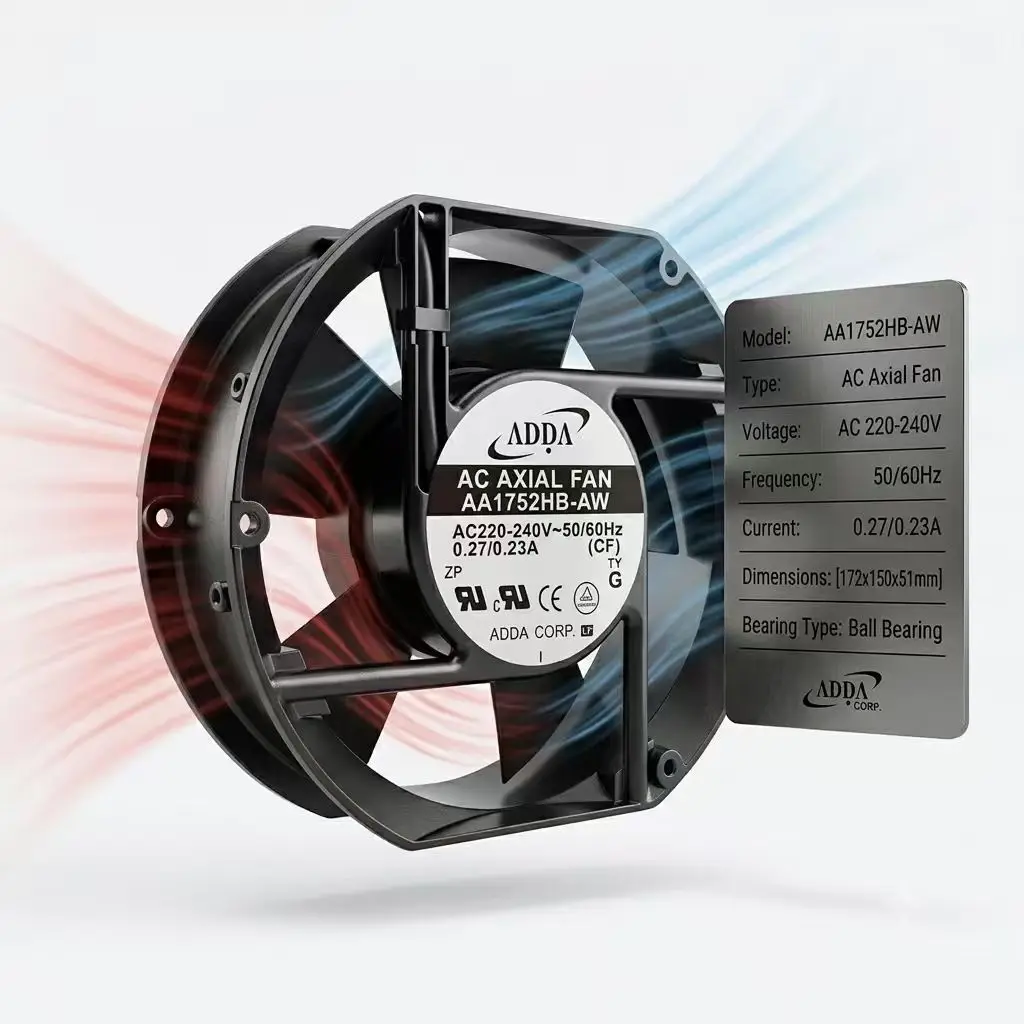 For ADDA AA1752HB-AW 220V 240V AC Axial Fan Dual Ball Bearing Metal 172mm 17251 Industrial Electrical Cabinet CNC Cooler Fan
