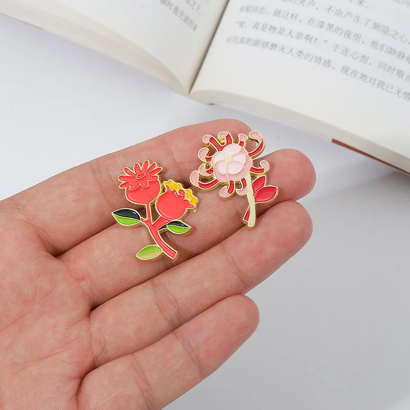 Flower Brooch Simulation Flower Plant Brooch Lily Tulip Sunflower Iris Morning Glory Lotus Clothing Brooch Badge Lapel Pins