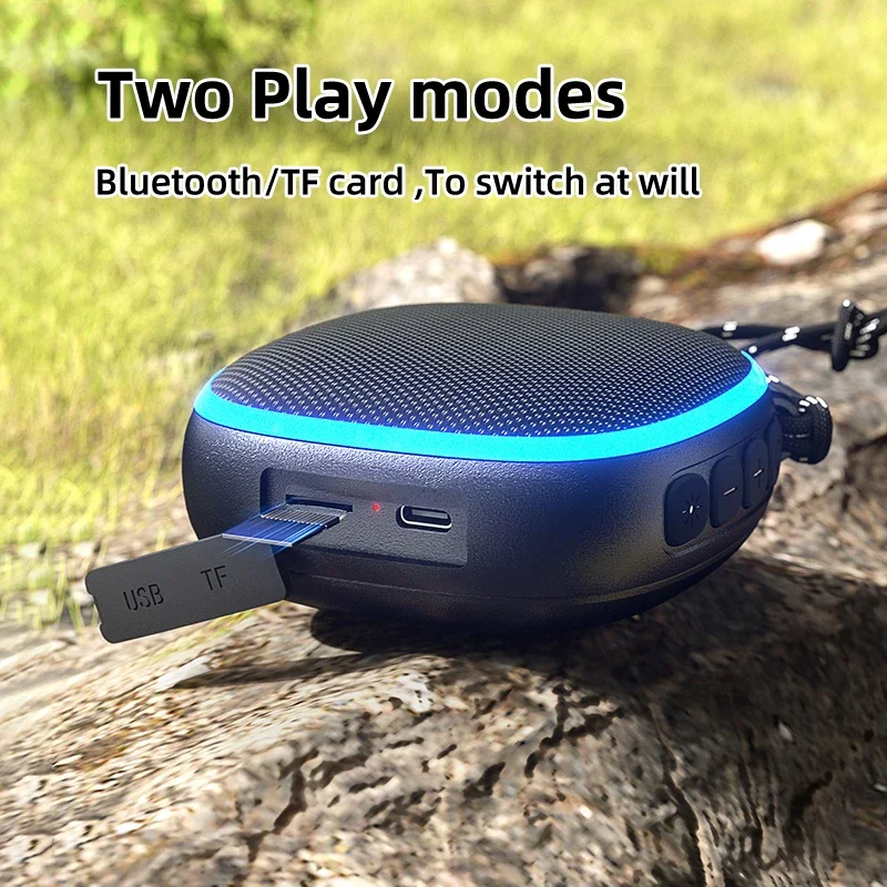 RockParagraph 6W Mini Portable Sans Fil BT Haut-Parleur Bluetooth 5.3 Boîte à Musique avec Lumière RVB pour PC Gaming Magnétique à EBS-309 en Acier