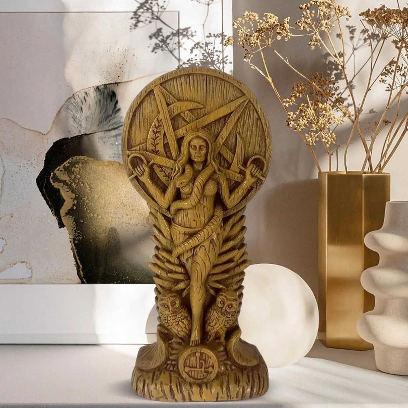 Goddess Witch Snake Woman Statue Birthday Gift Desktop Decoration Resin Figurine for Bookshelf Hotel Entrance Living Room Desk