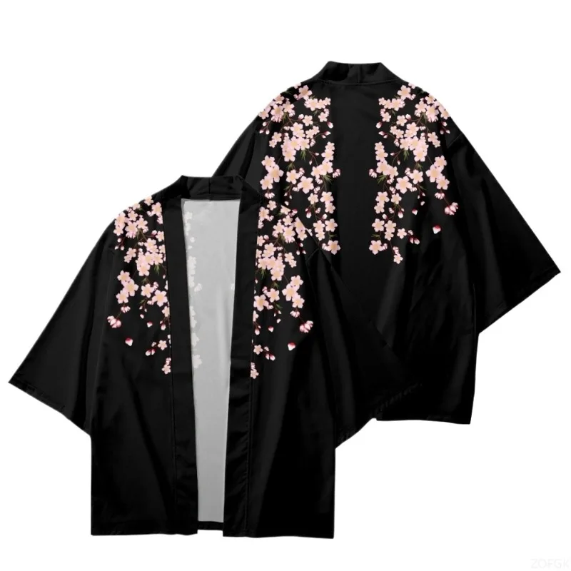 Ukiyo-e Chinese Style Dragon Tengtu Crane Kimono Cloak Loose Seven Quarter Sleeved Cardigan Taoist Robe 3D Digital Printed Shirt