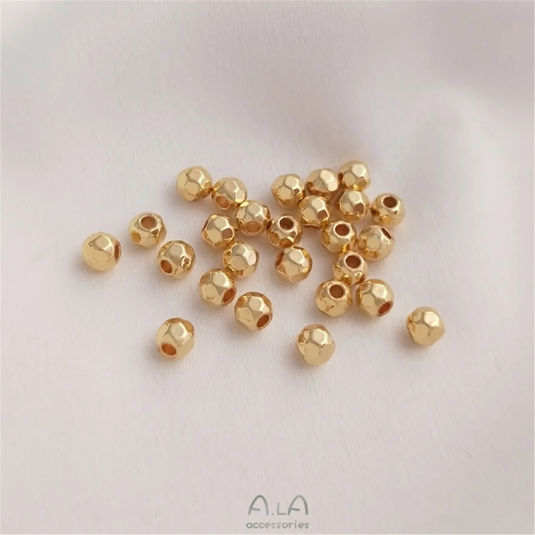 14K Gold-coated Faceted Pumpkin Beads Lantern Beads Diamond-shaped Bead-separated Diy Bracelets Loose Beads Accessories Material