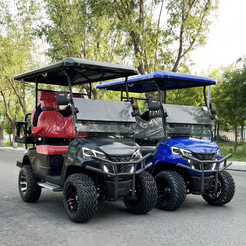 

New Lifted 48V Electric Golf Carts 2 Person Seats White off Road Golf Scooter 4 Wheel Lithium 4 Seat Solar Golf Cart