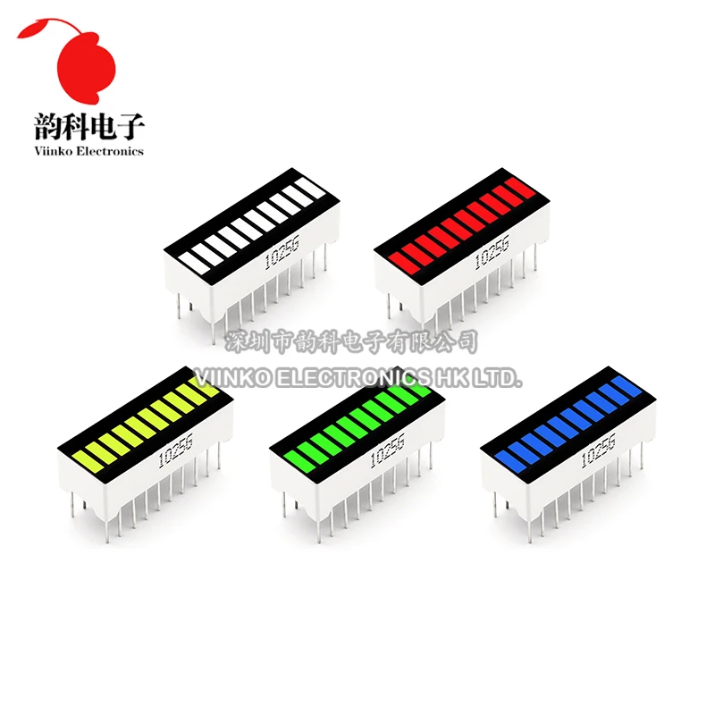 5pcs LED Display 10 Segment Bar Graph Red Green Blue White Yellow Green Numbers Signs Cube Bars Graphics Bar-Graph Module DIY