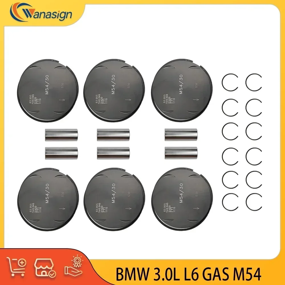 AUTO ENGINE PARTS STD Piston & Rings Set For BMW 3 5 7 X3 X5 Z3 Z4 3.0L L6 24V 3.0T 3.0 L T GAS M54 B30 306S3 OE 11257506222