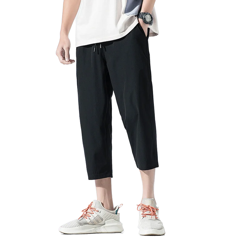 

Summer Casual Youth Quick Drying Capris Men's Casual Pants Loose Elastic Horse Pants Solid Color Korean Version Capris