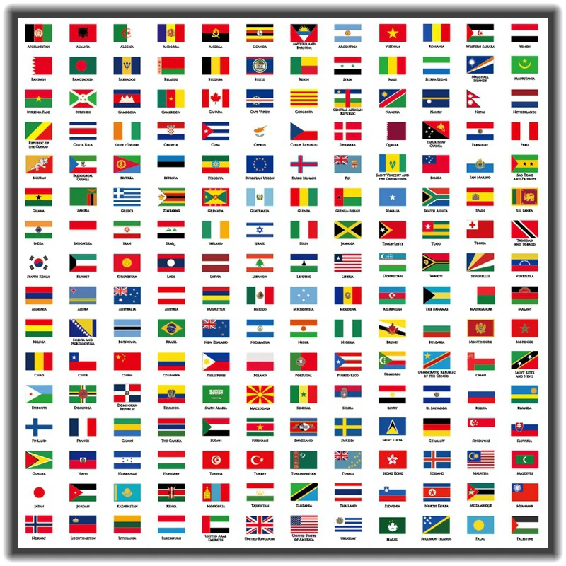 192 Countries 6 Sheets World Flag Stickers Self-Adhesive World Country Planner Travel Stickers Face Stickers For Journal Party