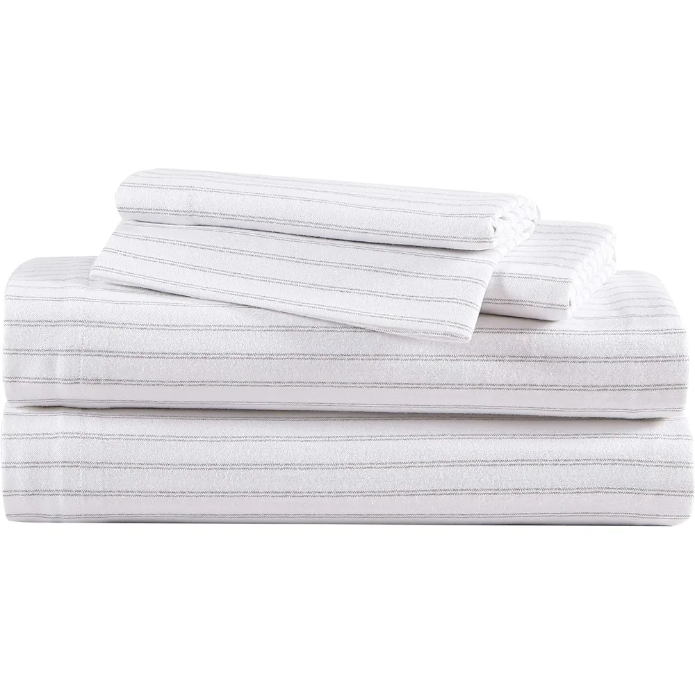 

Королевские простыни, комплект постельного белья из хлопковой фланели, матовый для очень мягкости, уютный домашний декор (полоска, король)