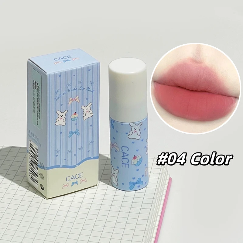 CACE Brillo Labial Mate Aterciopelado, Lápiz Labial Líquido Impermeable, Tinta Labial Nude, Tinte Labial Color Melocotón, Maquillaje para Mujer, Cosmético Líquido