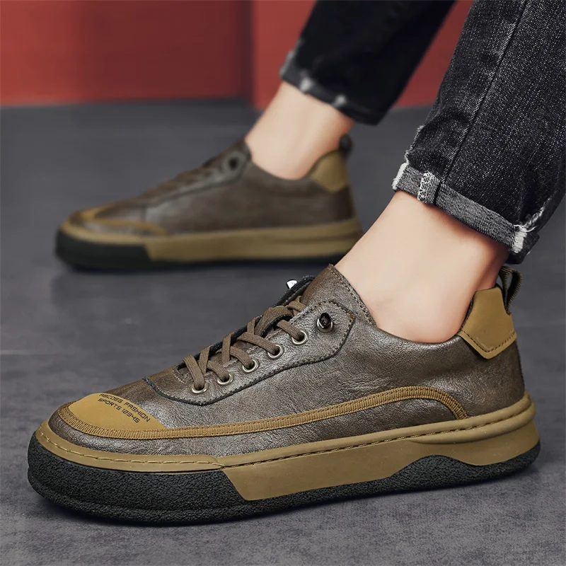 Scarpe da uomo in pelle comode e comode a taglio basso autunnali di alta qualità Scarpe da tavolo casual antiscivolo traspiranti da esterno classiche da uomo