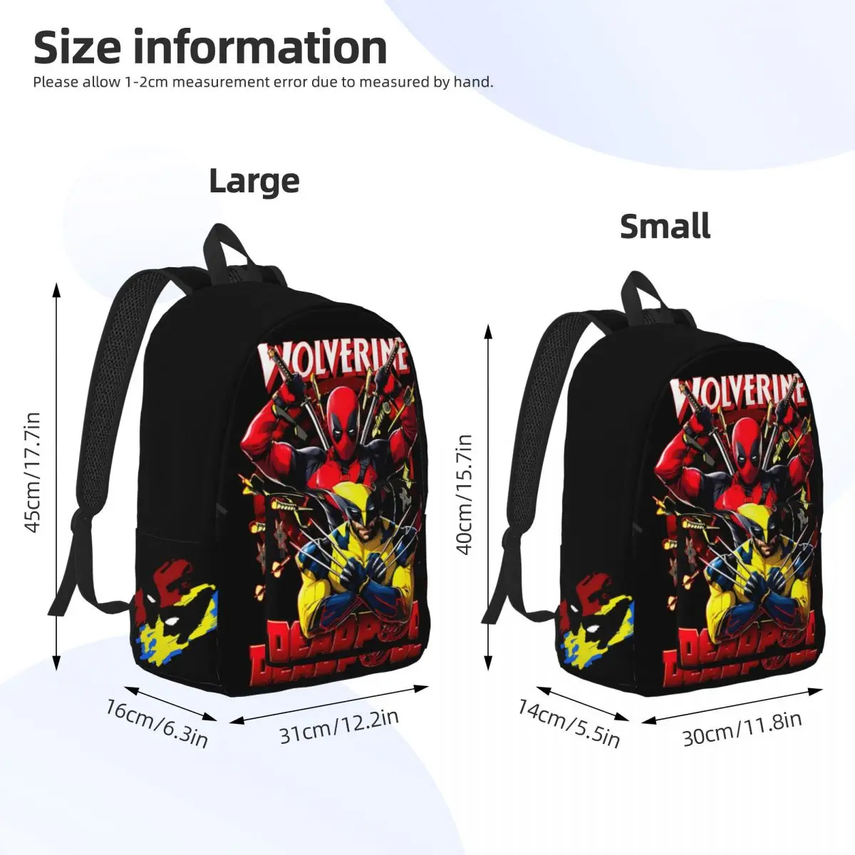 Popular Movies Backpack Deadpool & Wolverine Couple Harajuku Design High School For Gifts Retro Washable Laptop Bag