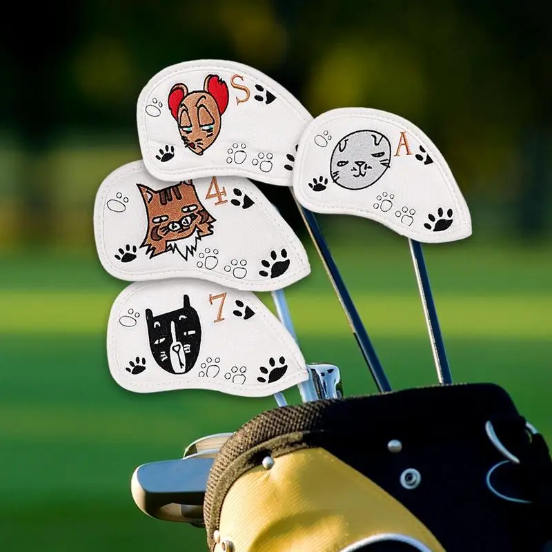 9pcs Golf Irons Headcover Golf Club Head Cover Protective Cover Cartoon Durable Golf Iron Club Covers