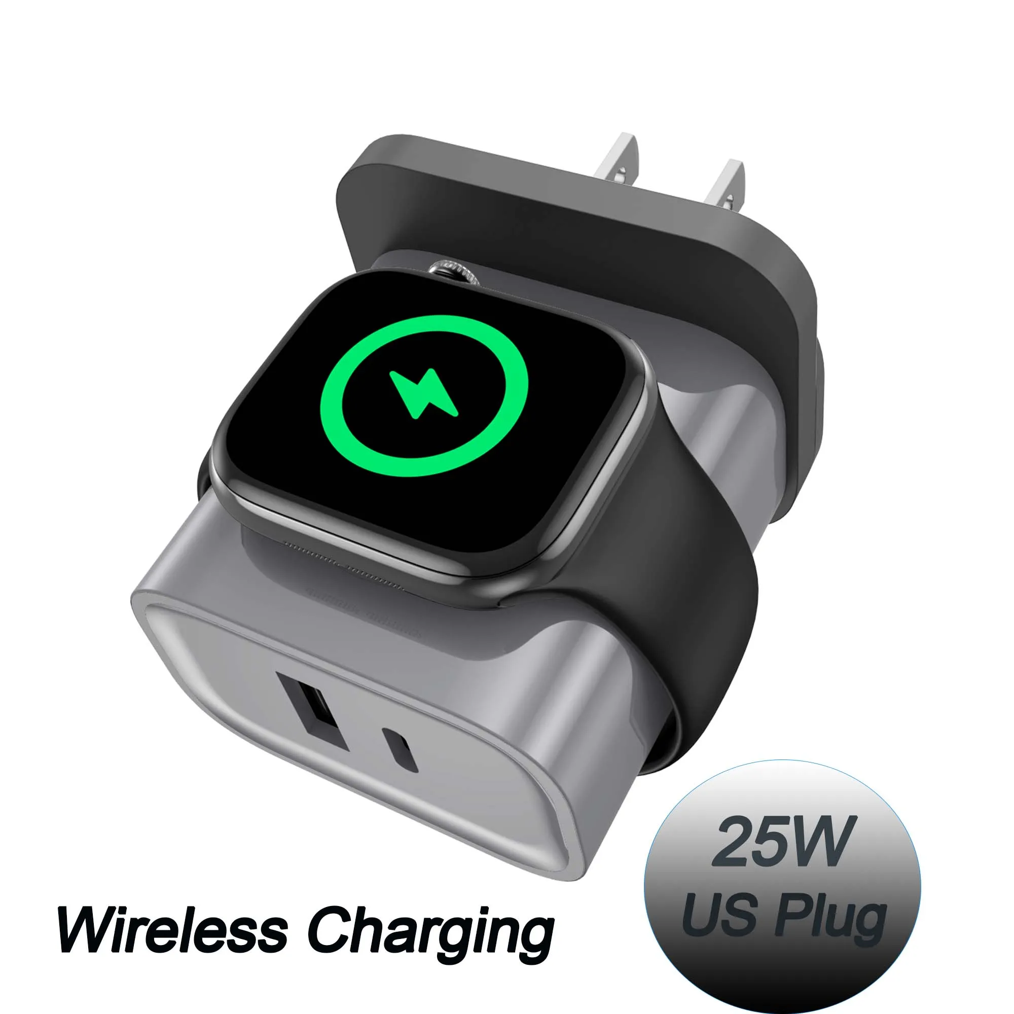 

Зарядное устройство для умных часов 3 в 1 для Apple Watch Series 2 3 4 5 6 7 SE 8 9 10 Ultra/Ultra 2 Портативный настенный блок для iWatch Black