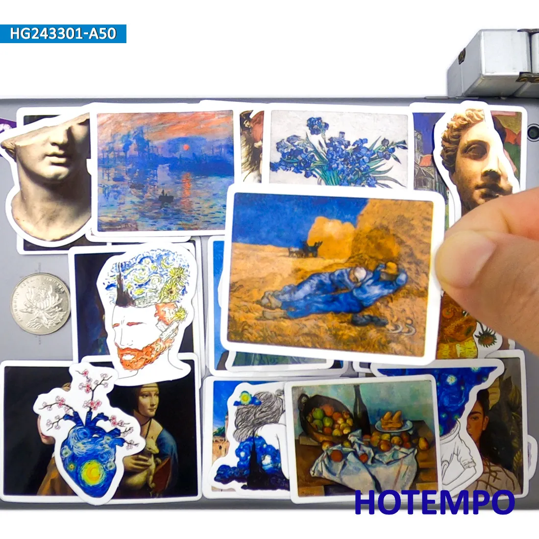 20/30/50Pieces Oil Painting Stickers Creative Fashion Retro Art Pattern for Phone Laptop Scrapbook Luggage Bike Car Sticker Toys