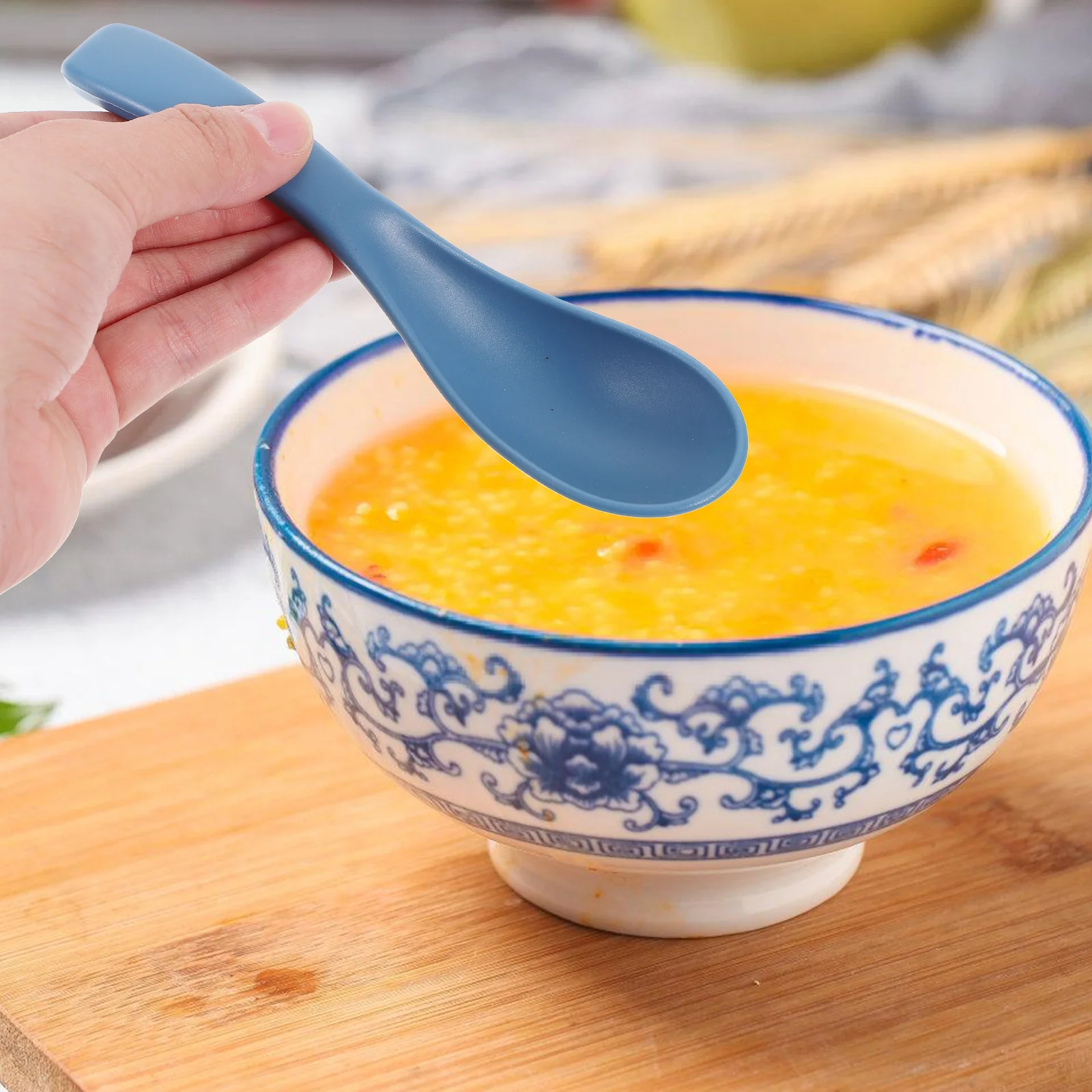 

8Pcs Portable Wheat Straw Spoons Cereal Soup Spoon Dinner Spoon Ramen Spoon Small Dinner Spoons