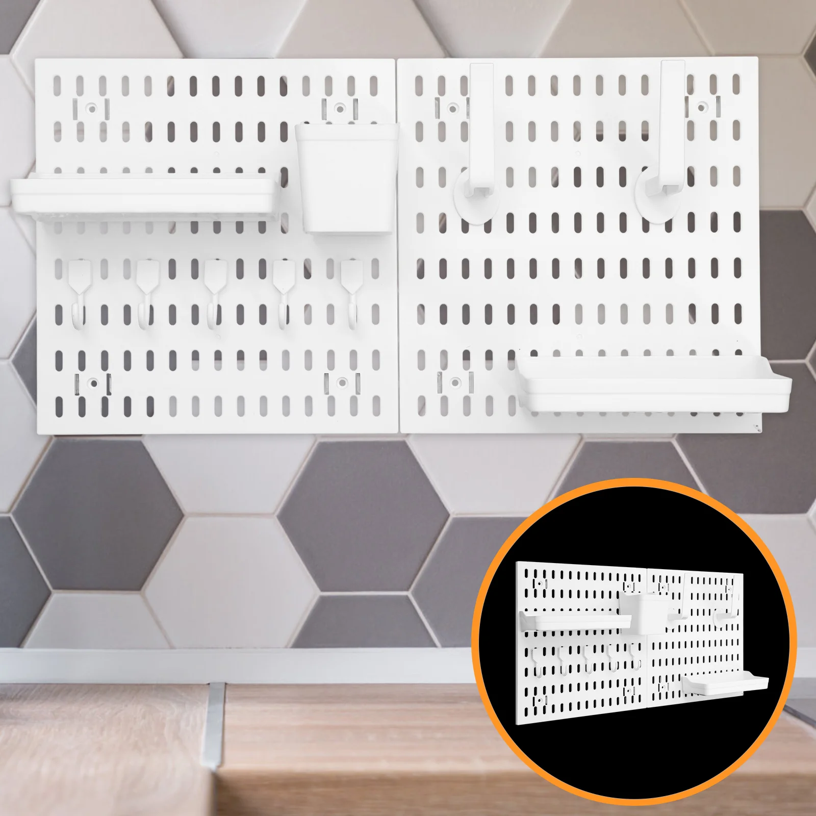 Support mural pour panneau perforé, moyeu à crochet, cintre en plastique, accessoires d'organisation pour panneau perforé