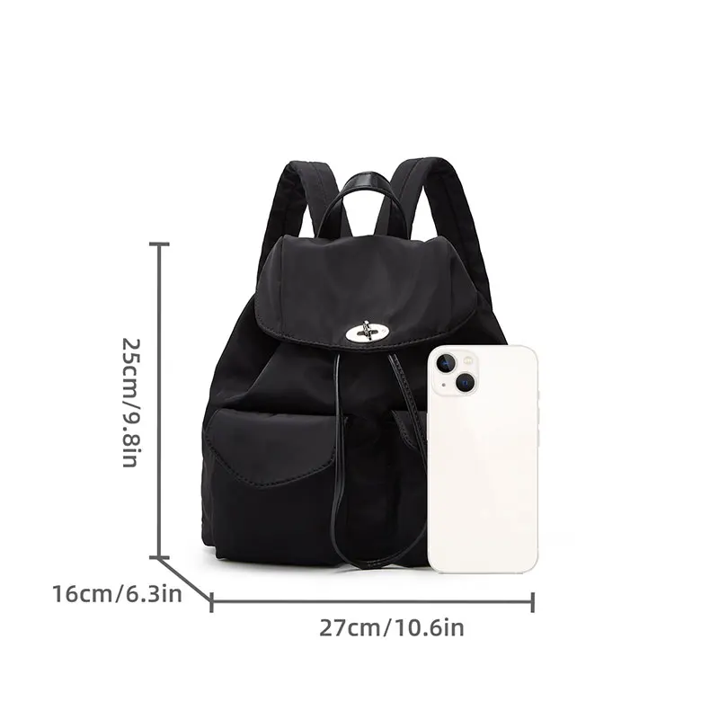 Fashionable Backpack, Simple Design, Multiple Pockets, Suitable for Commuting and Travel, Lightweight, Drawstring Flap Backpack