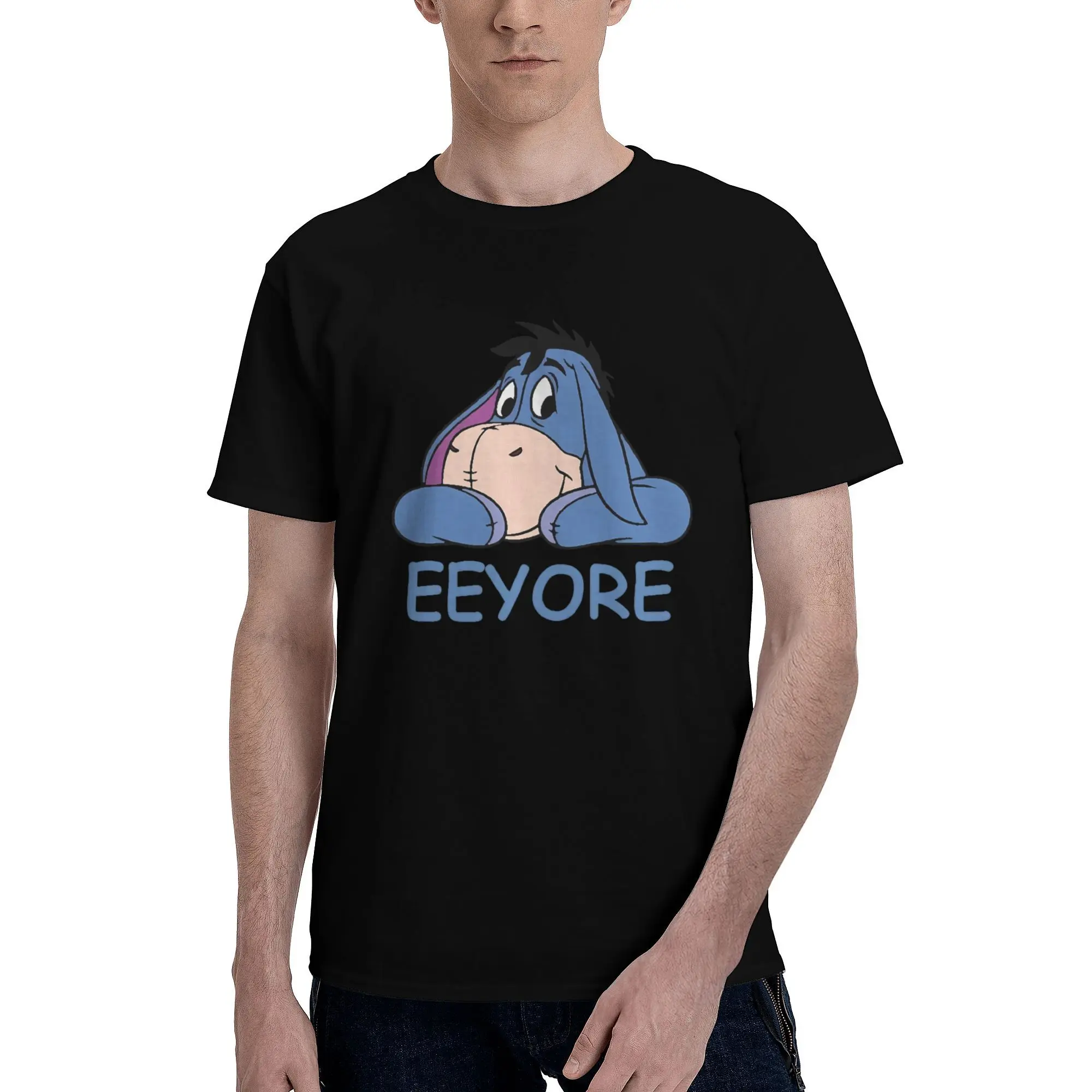 Winnie The Pooh Eeyore T-Shirt Summer  Hipster T Shirts Men Cotton Crewneck Plus Size Clothing Short-Sleeve Classic Tops