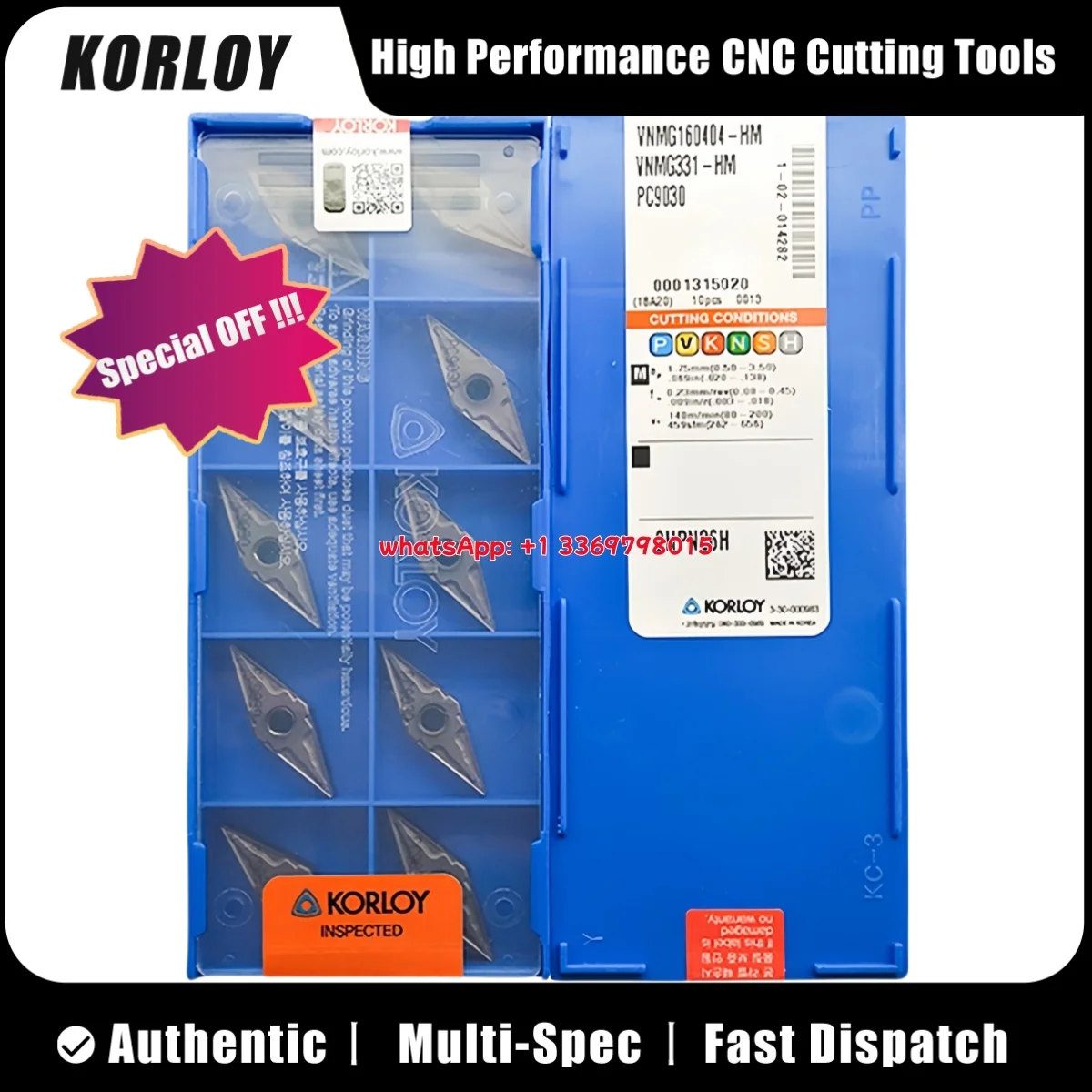 KORLY Original VNGA VNGA160408-2NU KB2000 Turning Insert 10pcs CNC Cutting Tools
