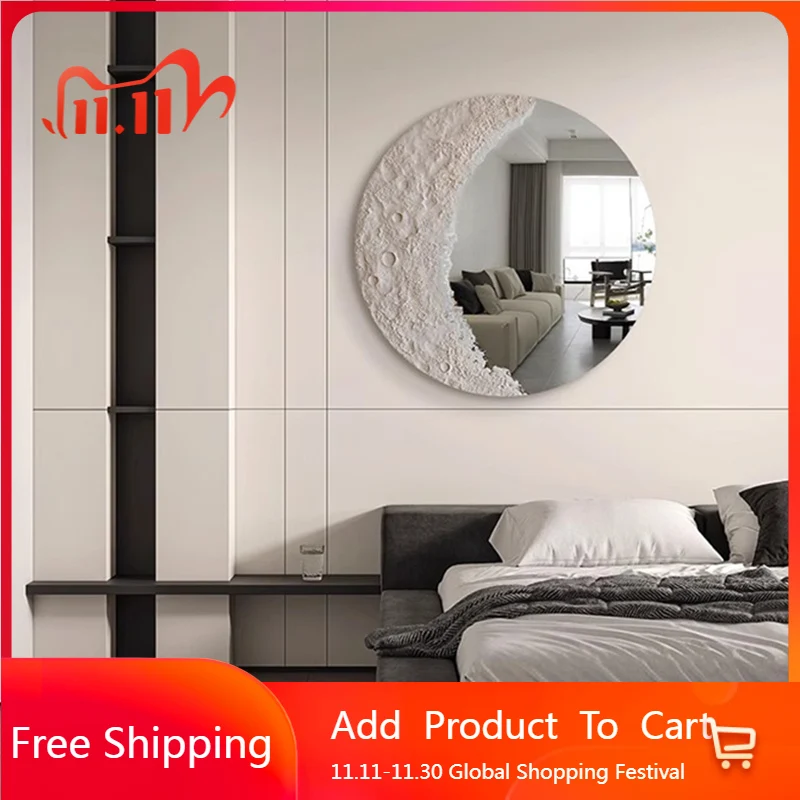 

Korean Style Bedroom Mirror Funky Cute Cloud Circle Mirror Hanging Girls Aesthetic Modern Wall Espelhos Living Room Decorations