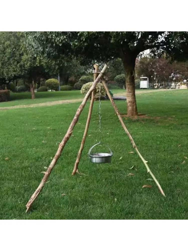 Trépied suspendu détachable pour feu de camp, ensemble d'accessoires de cuisine pour Barbecue en plein air, suspension réglable en acier inoxydable, 1 pièce