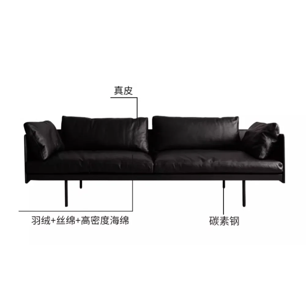 

Кожаный диван первого слоя из воловьей кожи для маленькой квартиры, трехместный прямой черный диван