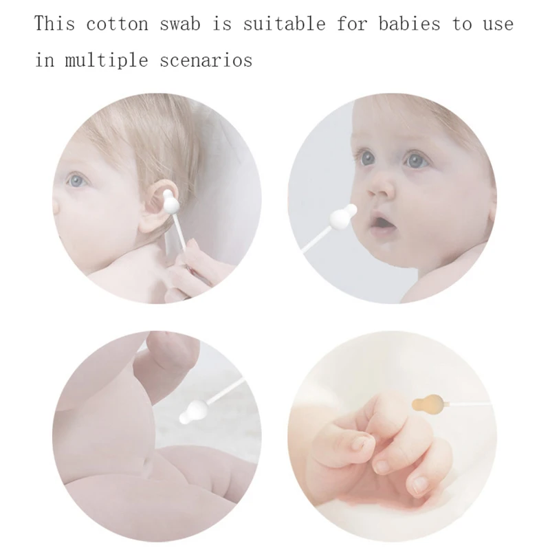 مسحات قطنية للأطفال، أطراف مزدوجة للأذن والأنف، عصا تنظيف متعددة الوظائف، أعواد قطنية من الخيزران، تنظيف المكياج للأطفال